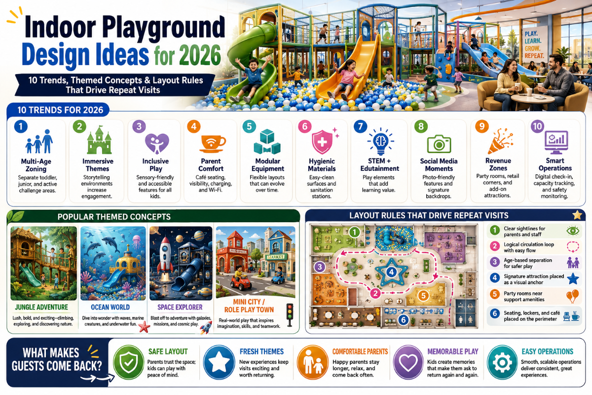 Indoor Playground Design Ideas for 2026: 10 Trends, Themed Concepts & Layout Rules That Drive Repeat Visits