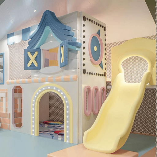 Layout Integration — Slide Plus Ball Pit, Climber, and Supervision Sightlines