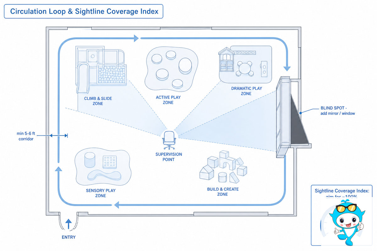 Designing for Flow and Supervision: Circulation Loops and Sightlines — Didi Land