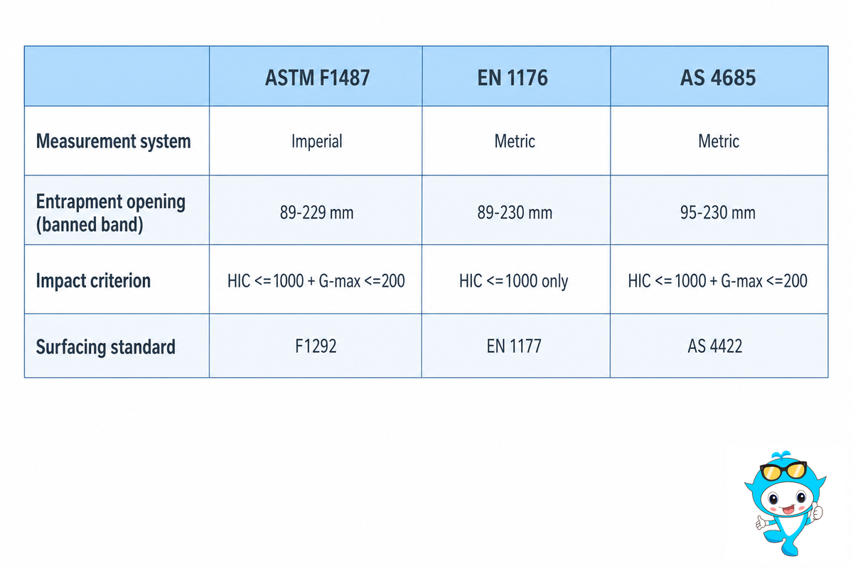 AS 4685 vs EN 1176 vs ASTM F1487: Where the Specs Actually Diverge — Didi Land