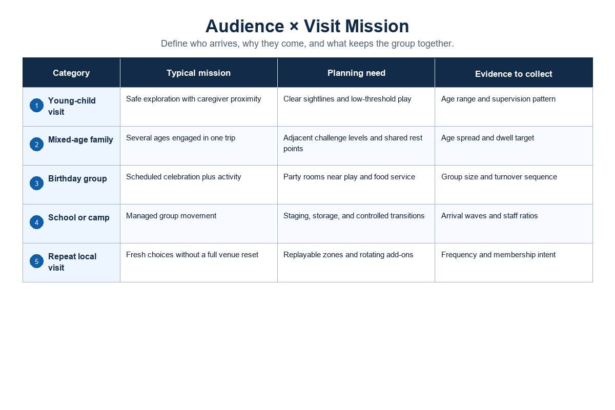 Start With Age Bands, Group Events, and Visit Missions — Didi Land