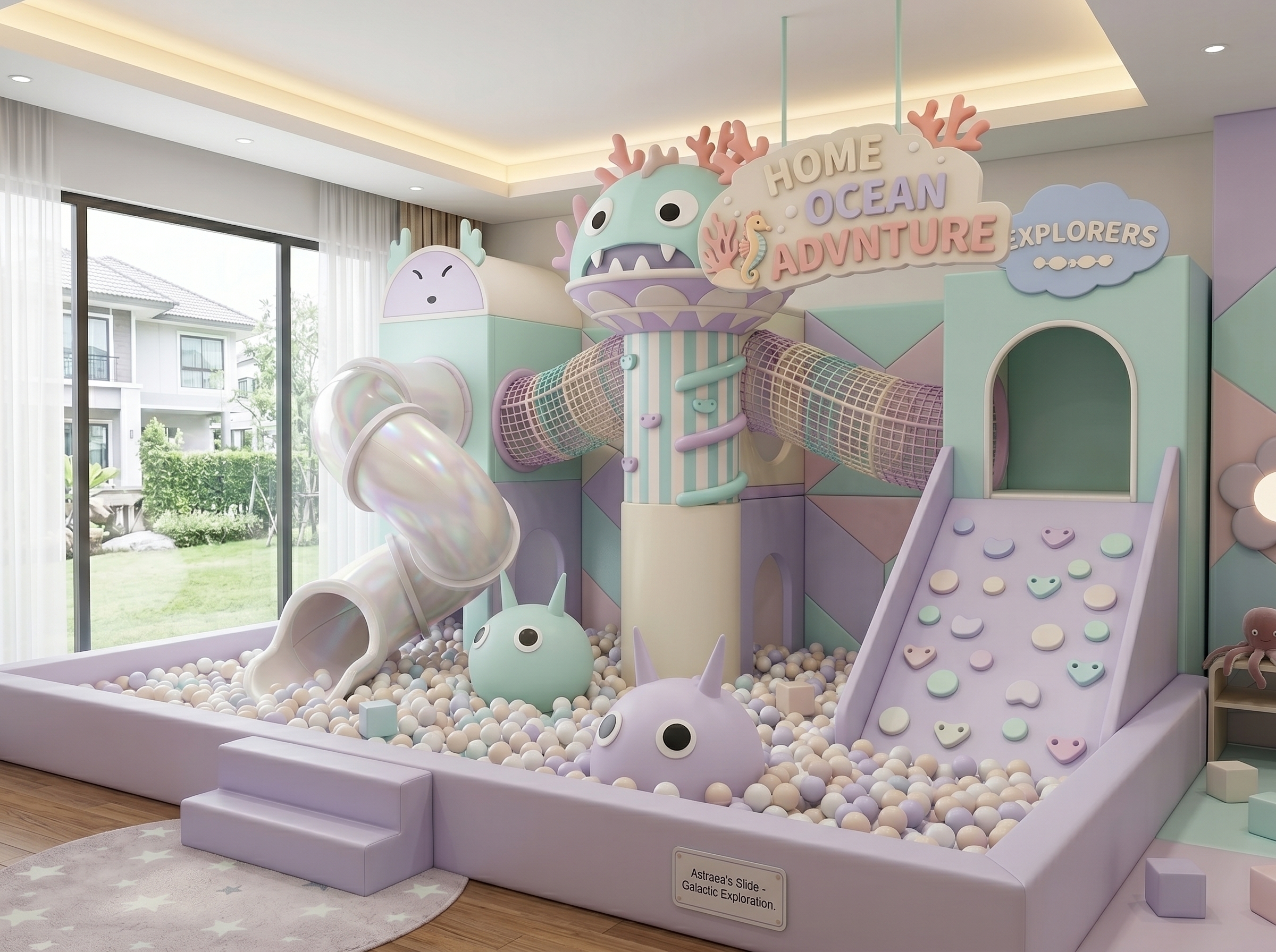 Ocean-themed toddler soft play zone for a large family entertainment center