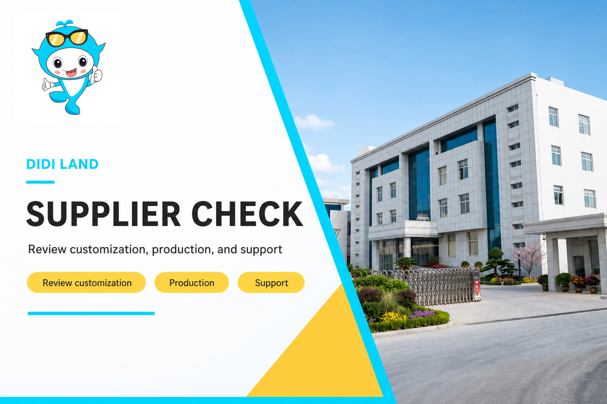 Supplier selection poster showing Didi Land factory workshop context