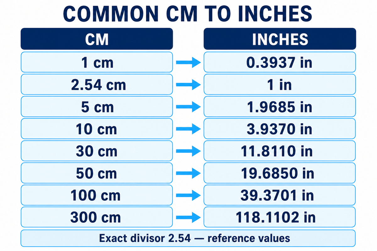Quick CM-to-Inches Conversion Table — Didi Land