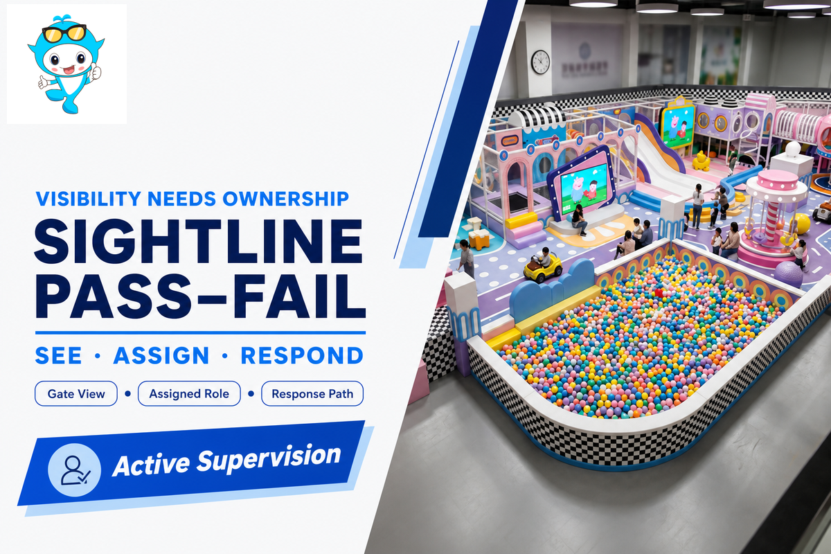 Restaurant play-zone sightline and active supervision check