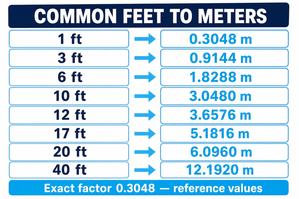 Common Feet-to-Meters Conversion Table — Didi Land