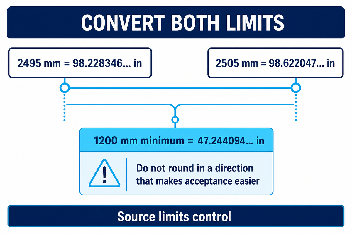 Convert limits and tolerances, not only the nominal size — Didi Play Area