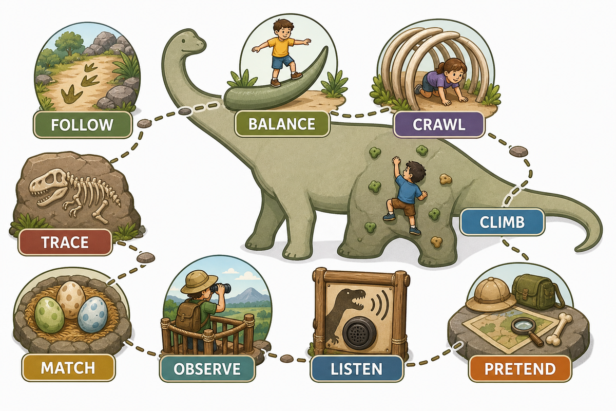 Turn a dinosaur themed playground into play actions — Didi Land