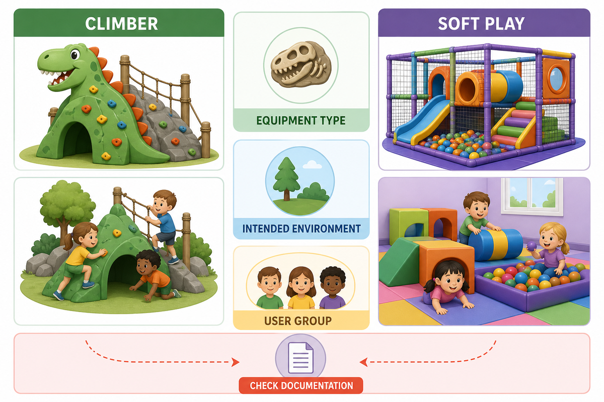 Compare a dinosaur playground climber with dinosaur soft play — Didi Land
