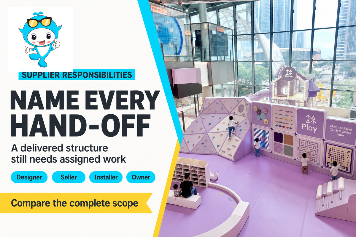 Assign design, supply, assembly and operation owners; synthesis of Playground Professionals guidance.