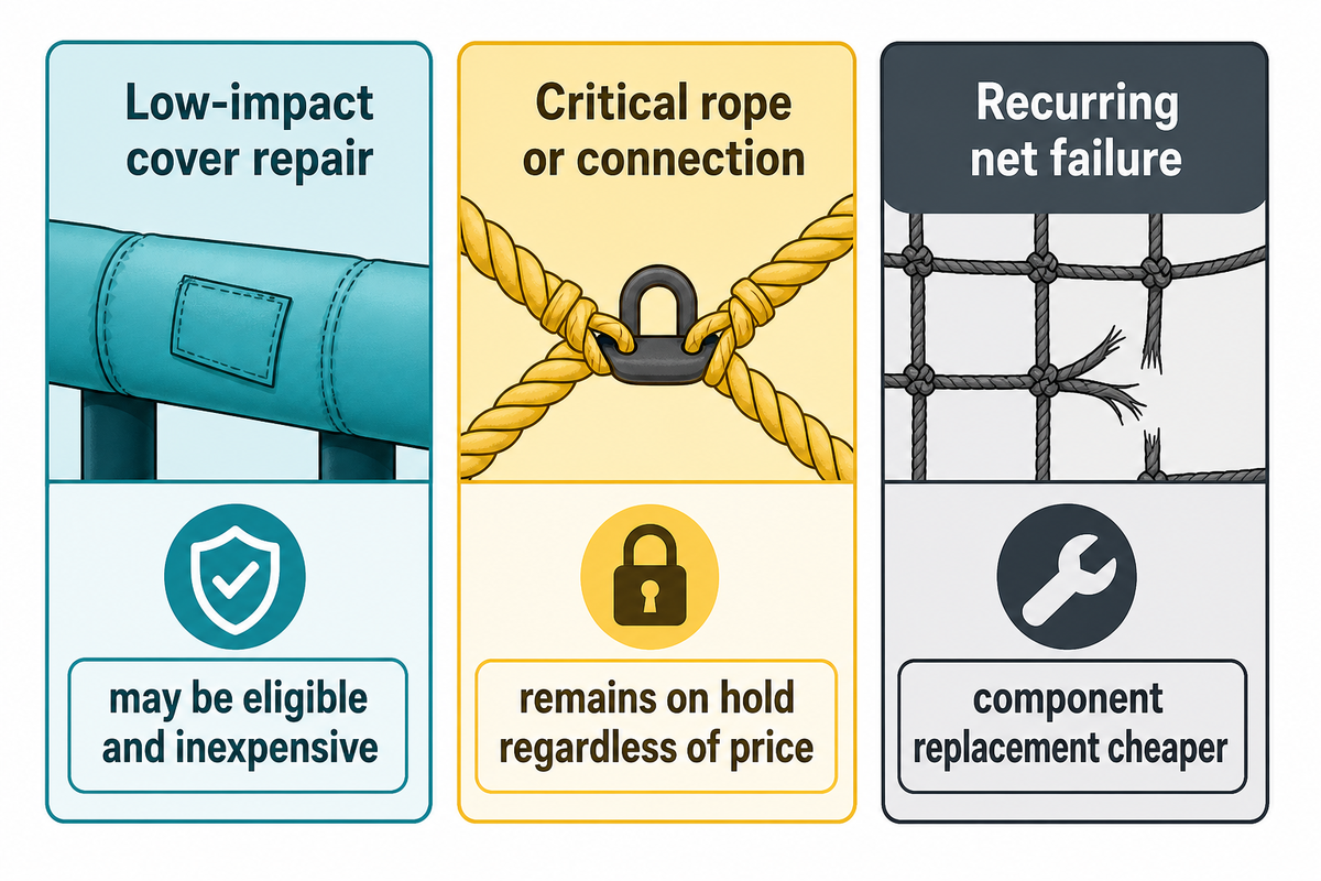 Three indoor playground repair and replacement decision cases